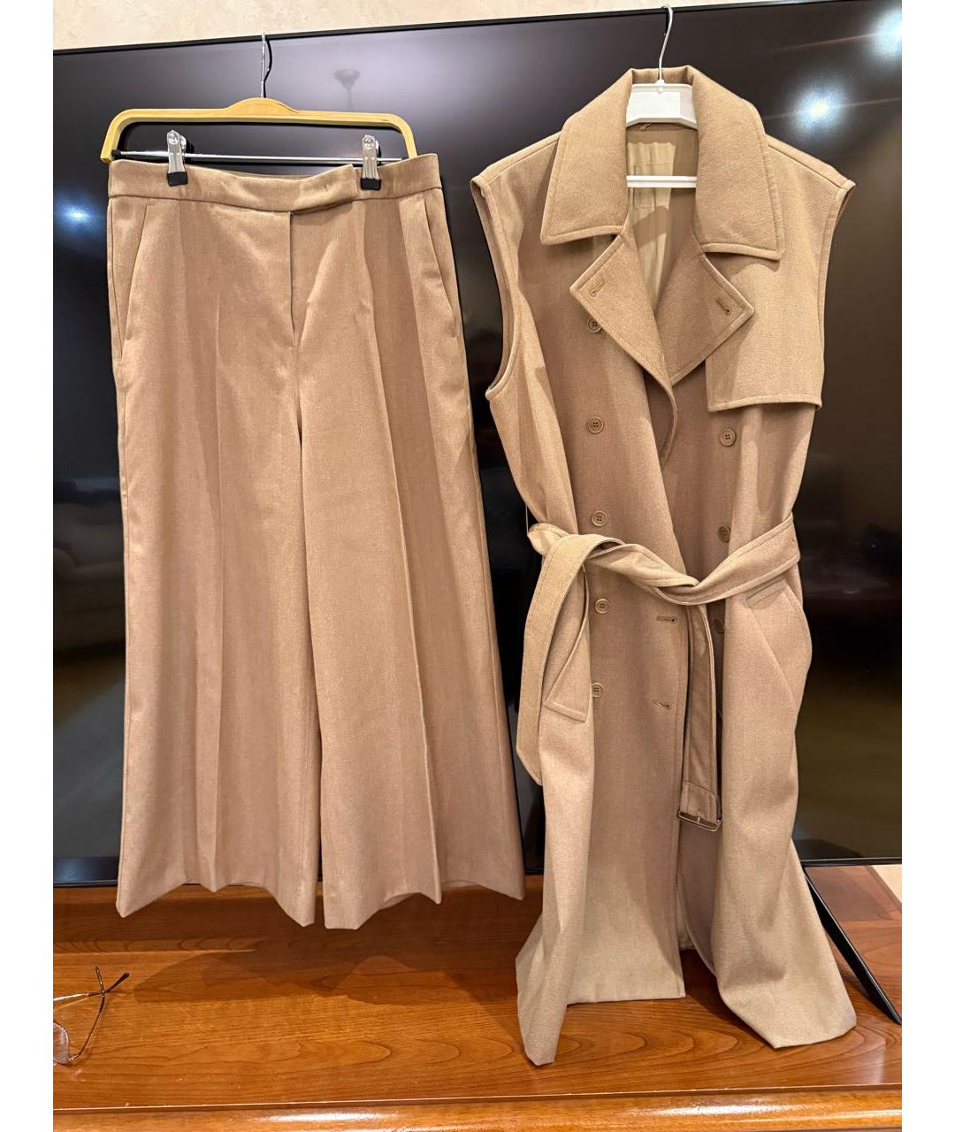 MAX MARA Бежевый шерстяной костюм с брюками, фото 9