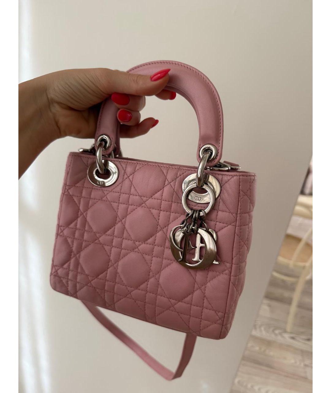 CHRISTIAN DIOR Розовая кожаная сумка с короткими ручками, фото 4