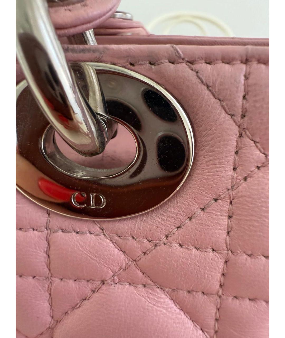CHRISTIAN DIOR Розовая кожаная сумка с короткими ручками, фото 7