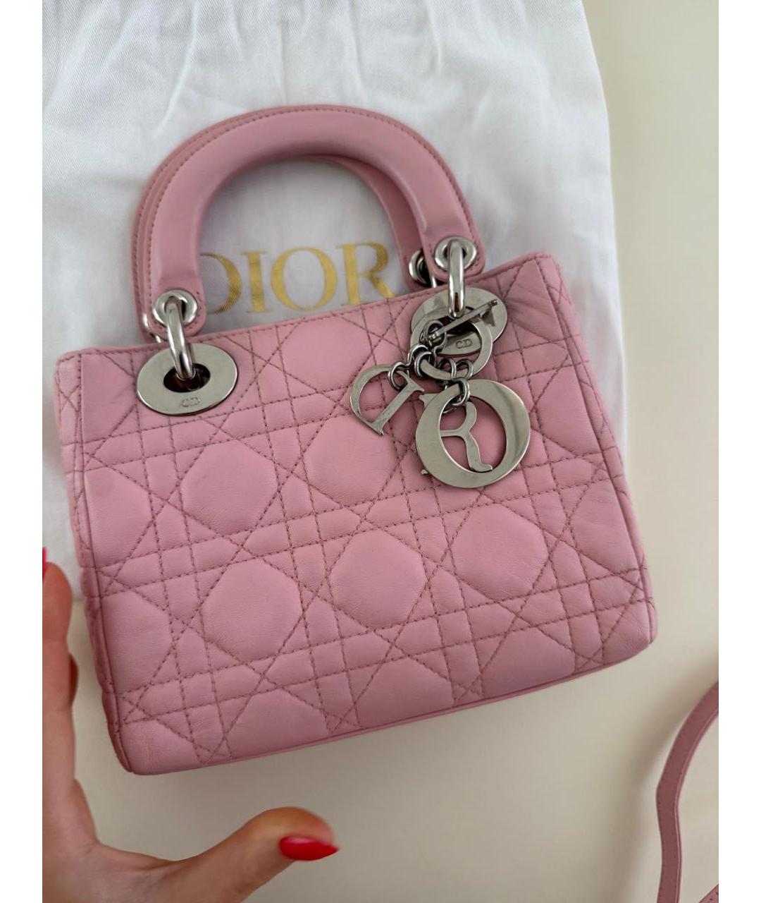 CHRISTIAN DIOR Розовая кожаная сумка с короткими ручками, фото 3