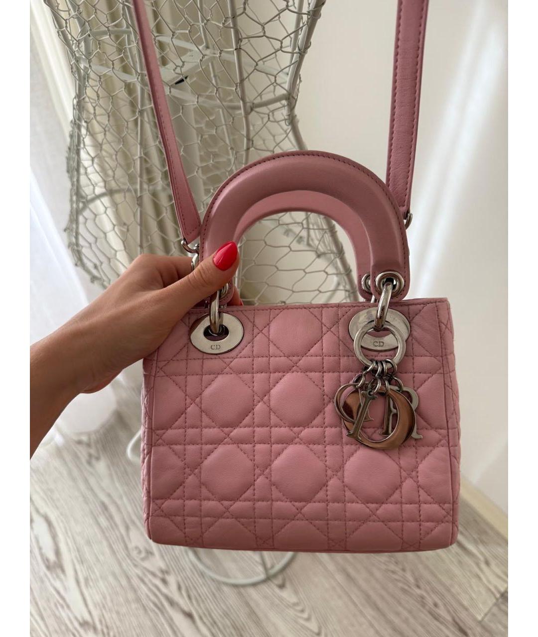 CHRISTIAN DIOR Розовая кожаная сумка с короткими ручками, фото 2