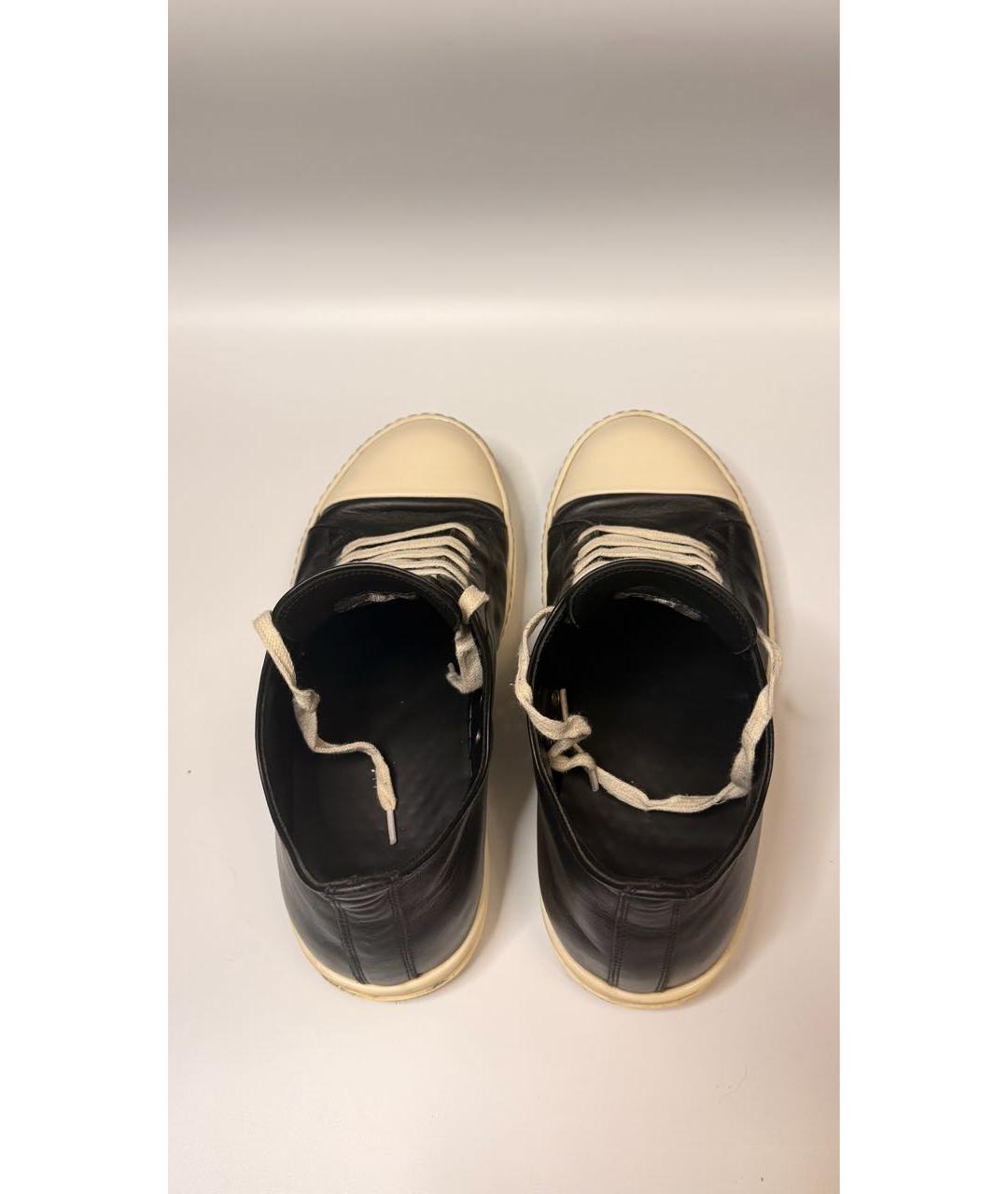 RICK OWENS Черные кожаные низкие кроссовки / кеды, фото 3