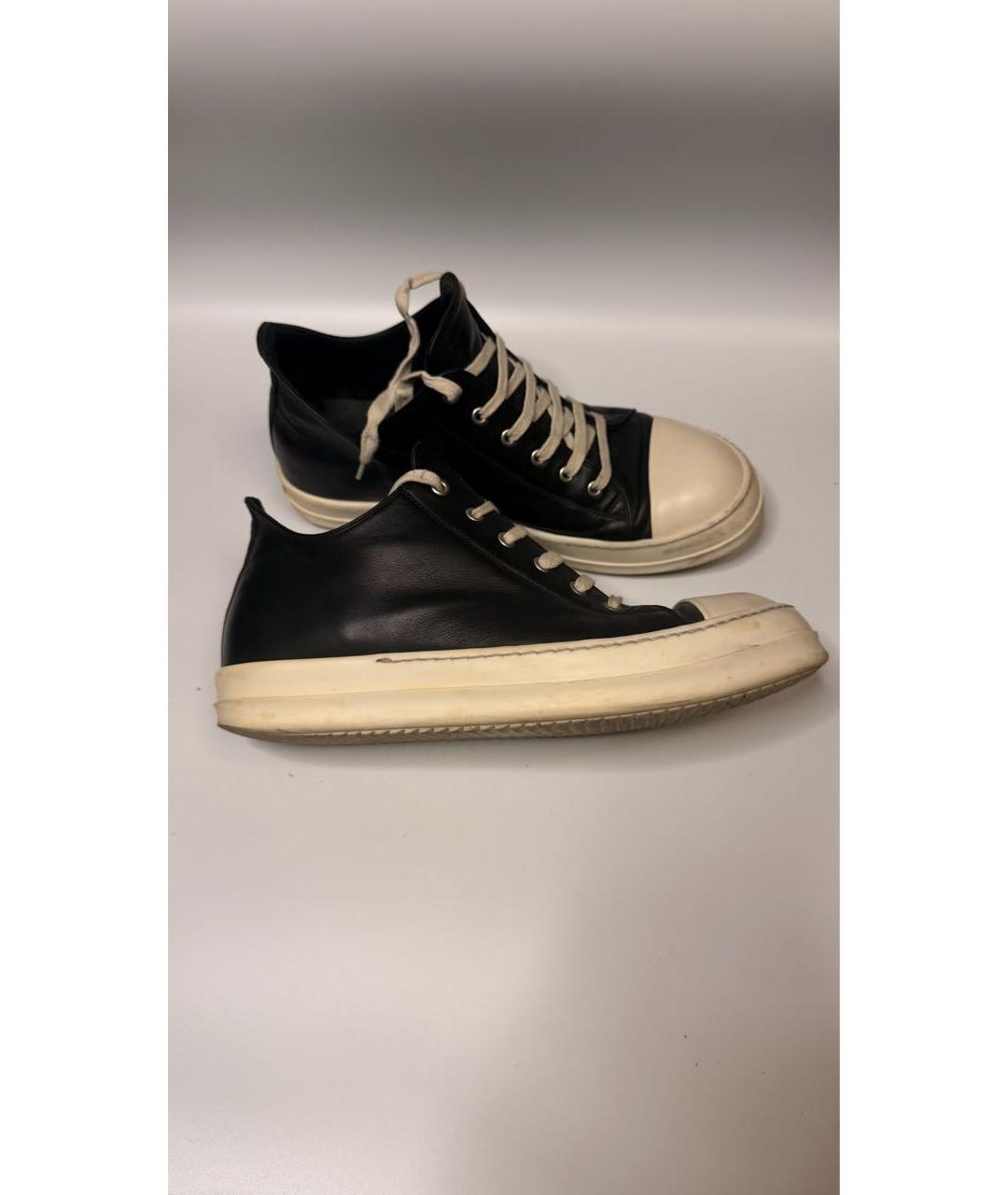 RICK OWENS Черные кожаные низкие кроссовки / кеды, фото 8