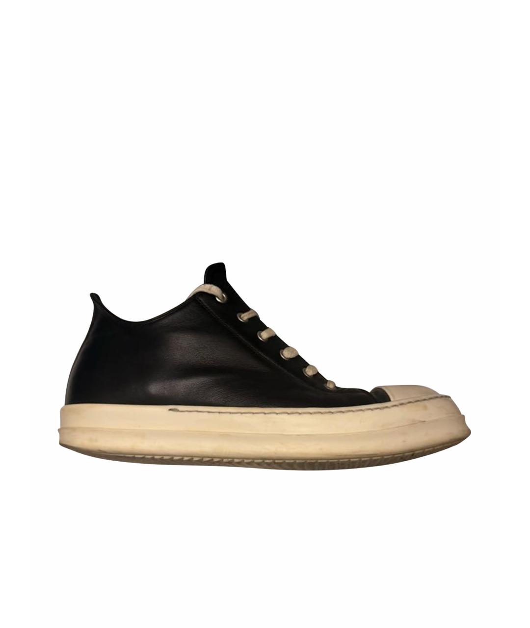 RICK OWENS Черные кожаные низкие кроссовки / кеды, фото 1