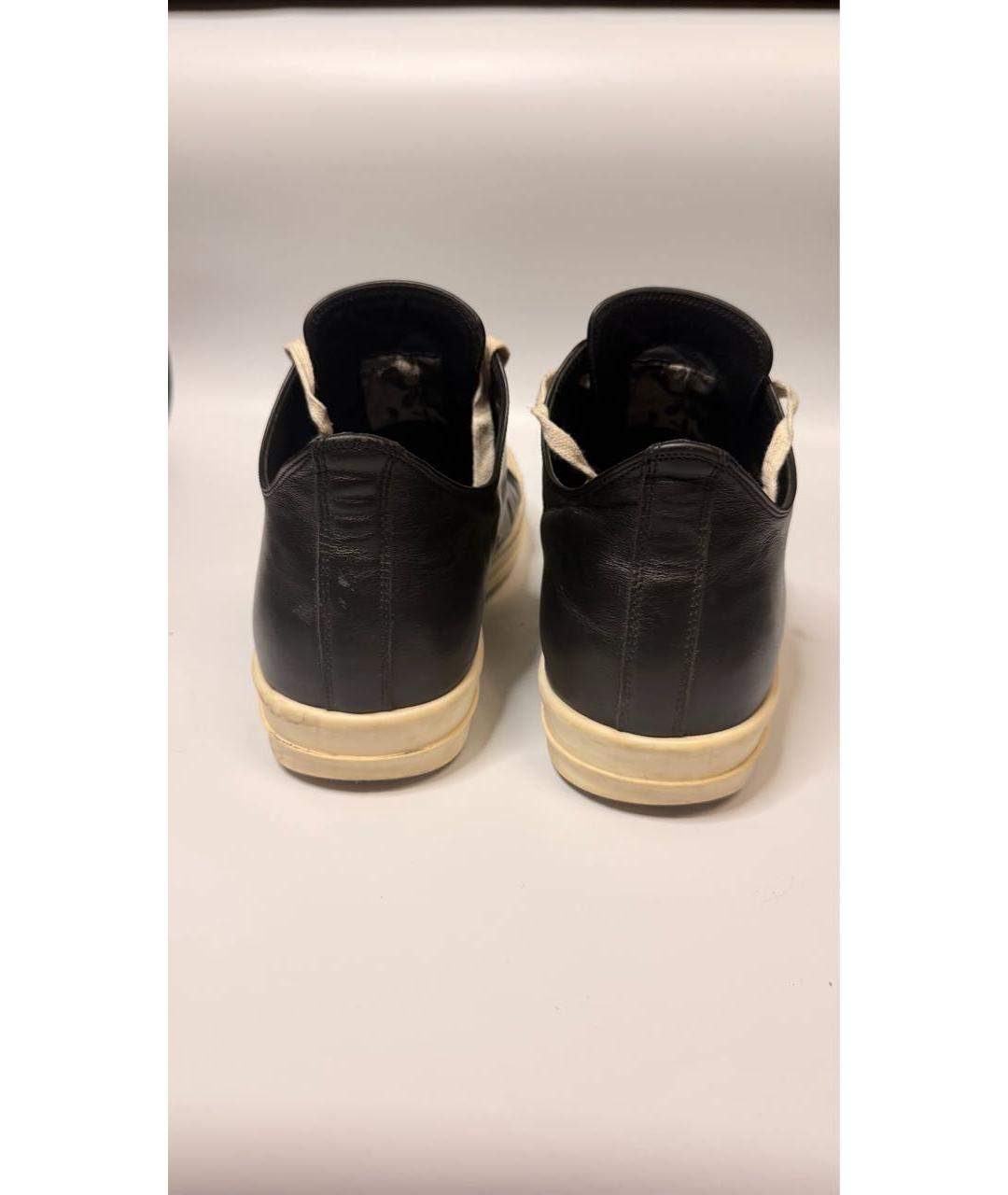 RICK OWENS Черные кожаные низкие кроссовки / кеды, фото 4