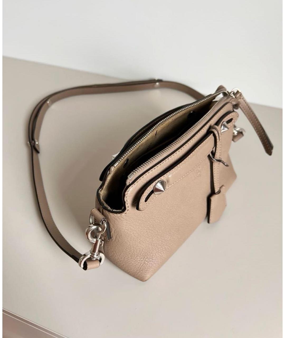 FENDI Бежевая кожаная сумка через плечо, фото 4