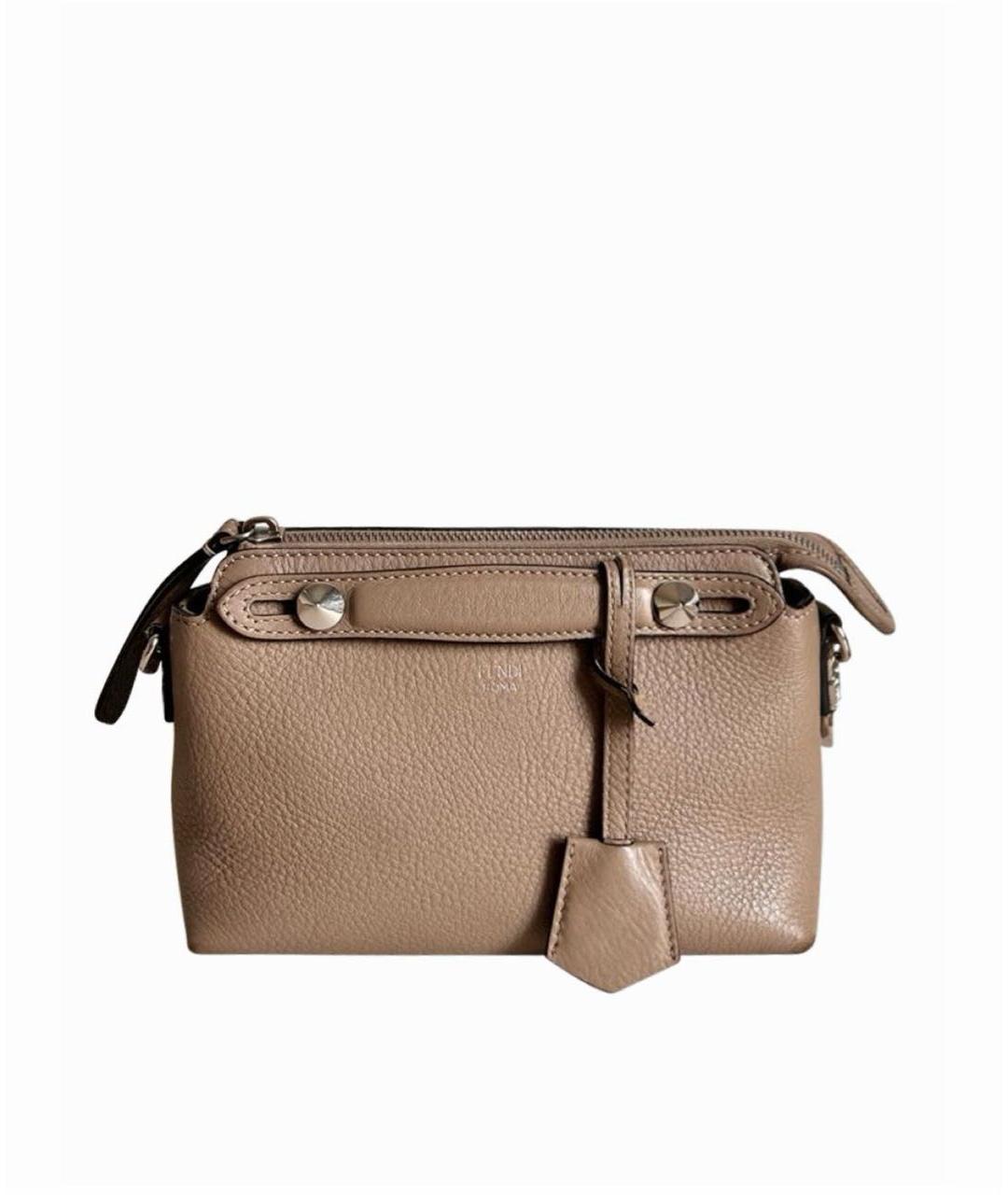 FENDI Бежевая кожаная сумка через плечо, фото 8