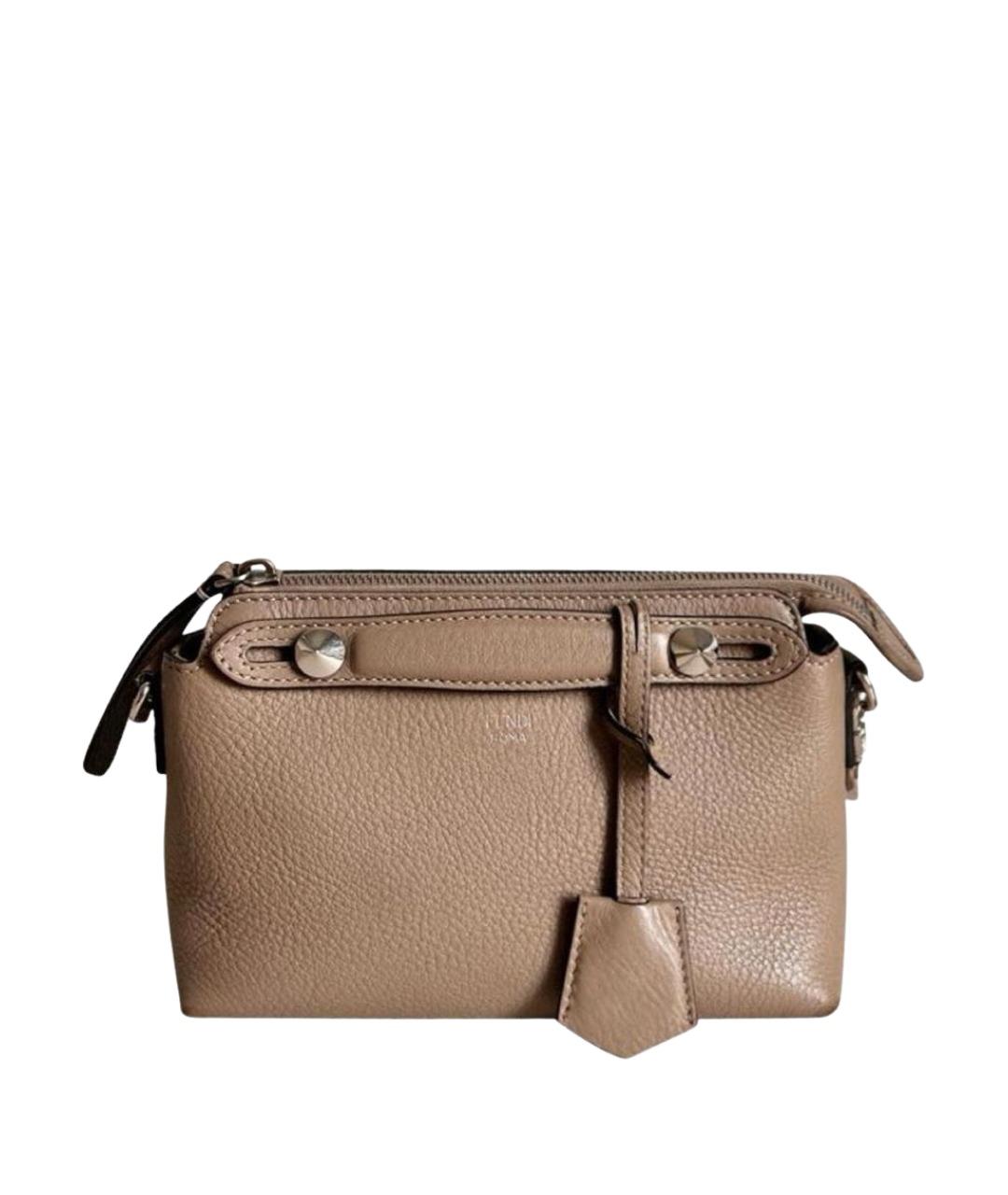 FENDI Бежевая кожаная сумка через плечо, фото 1