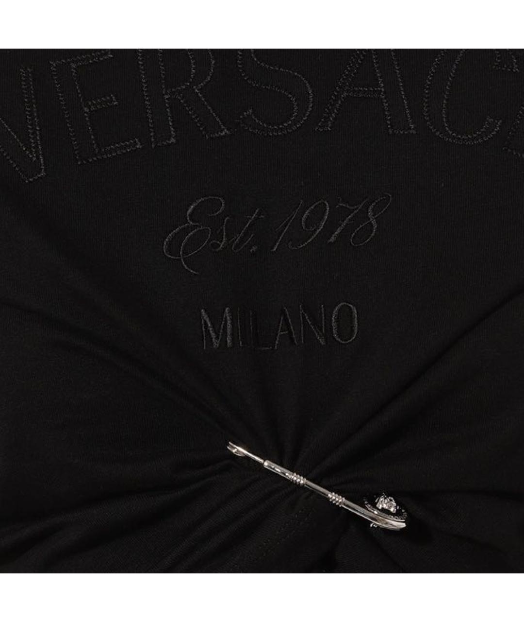 VERSACE Черная хлопковая футболка, фото 2