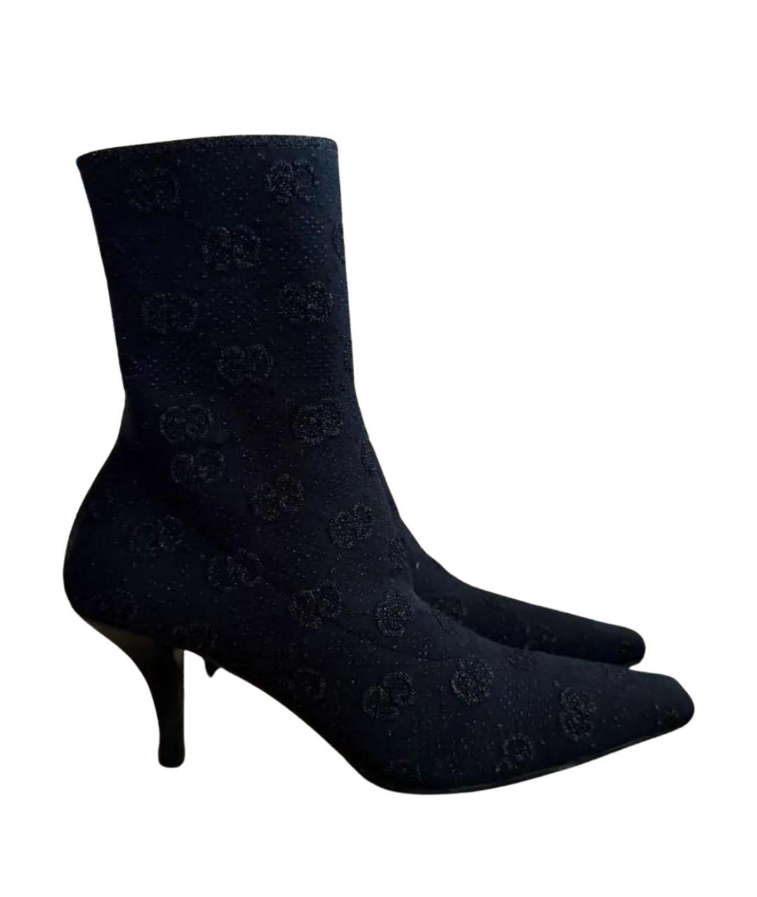 GUCCI Черные текстильные ботильоны, фото 1