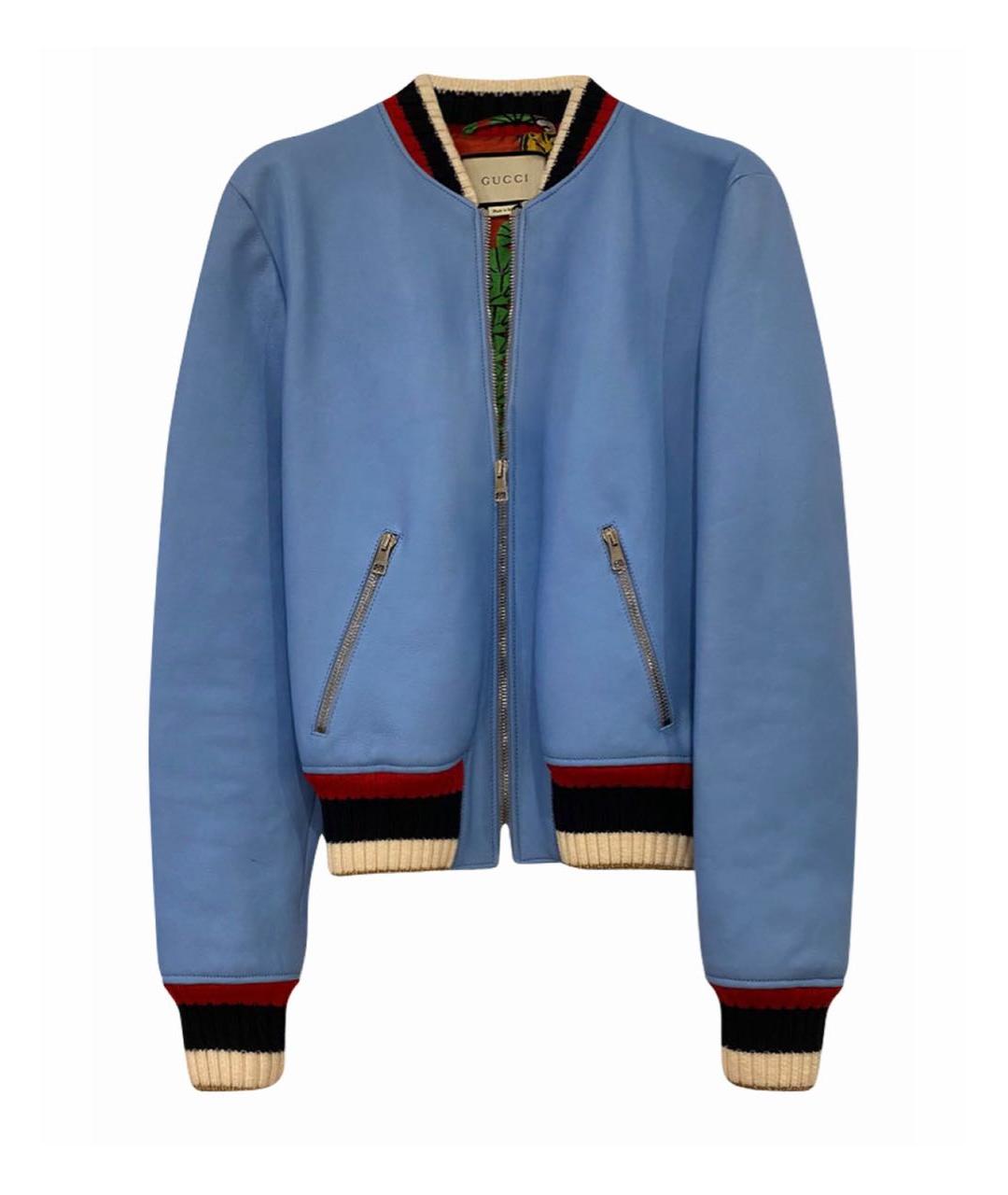 GUCCI Голубая кожаная куртка, фото 1