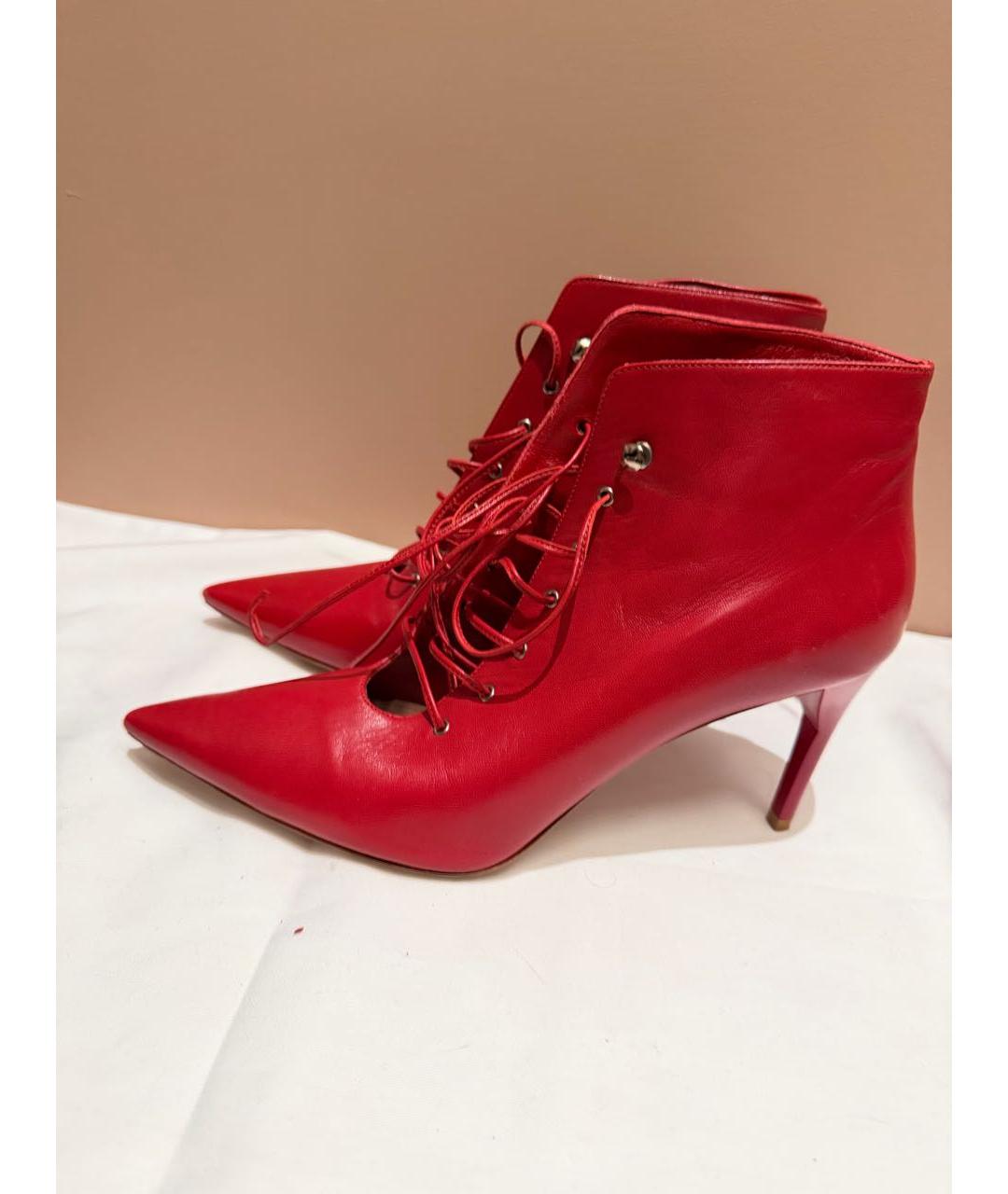 MIU MIU Красные кожаные ботильоны, фото 4