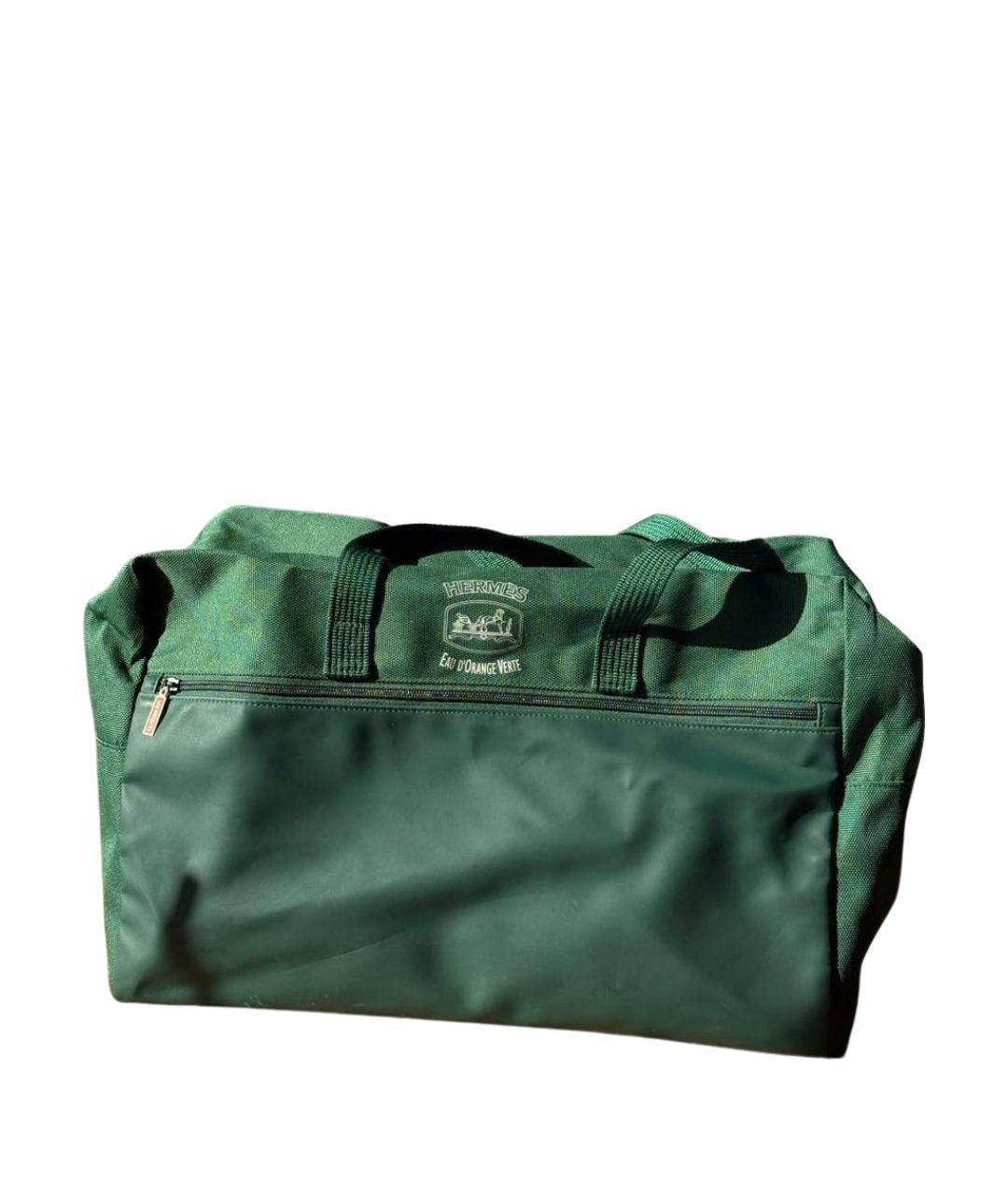 HERMES Зеленая хлопковая дорожная/спортивная сумка, фото 1