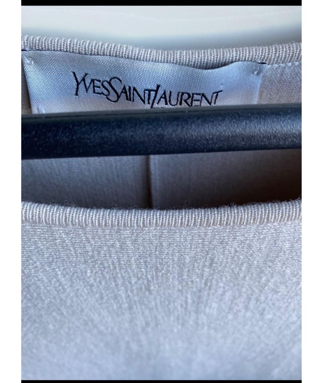 SAINT LAURENT Бежевое шерстяное повседневное платье, фото 3