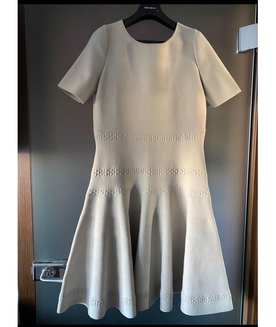SAINT LAURENT Бежевое шерстяное повседневное платье, фото 9