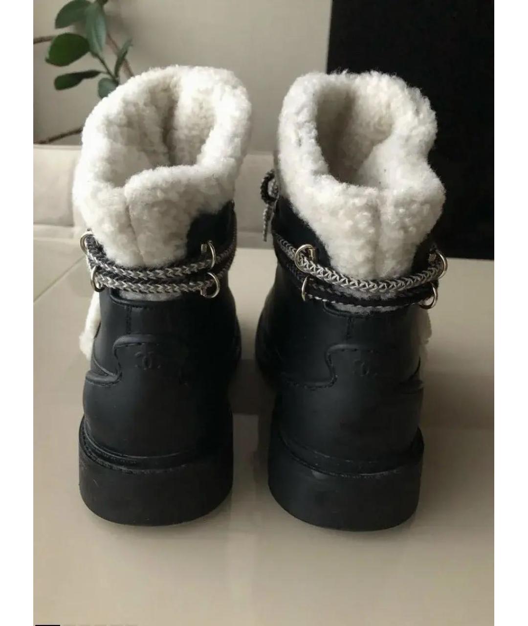 CHANEL Черные кожаные ботинки, фото 4
