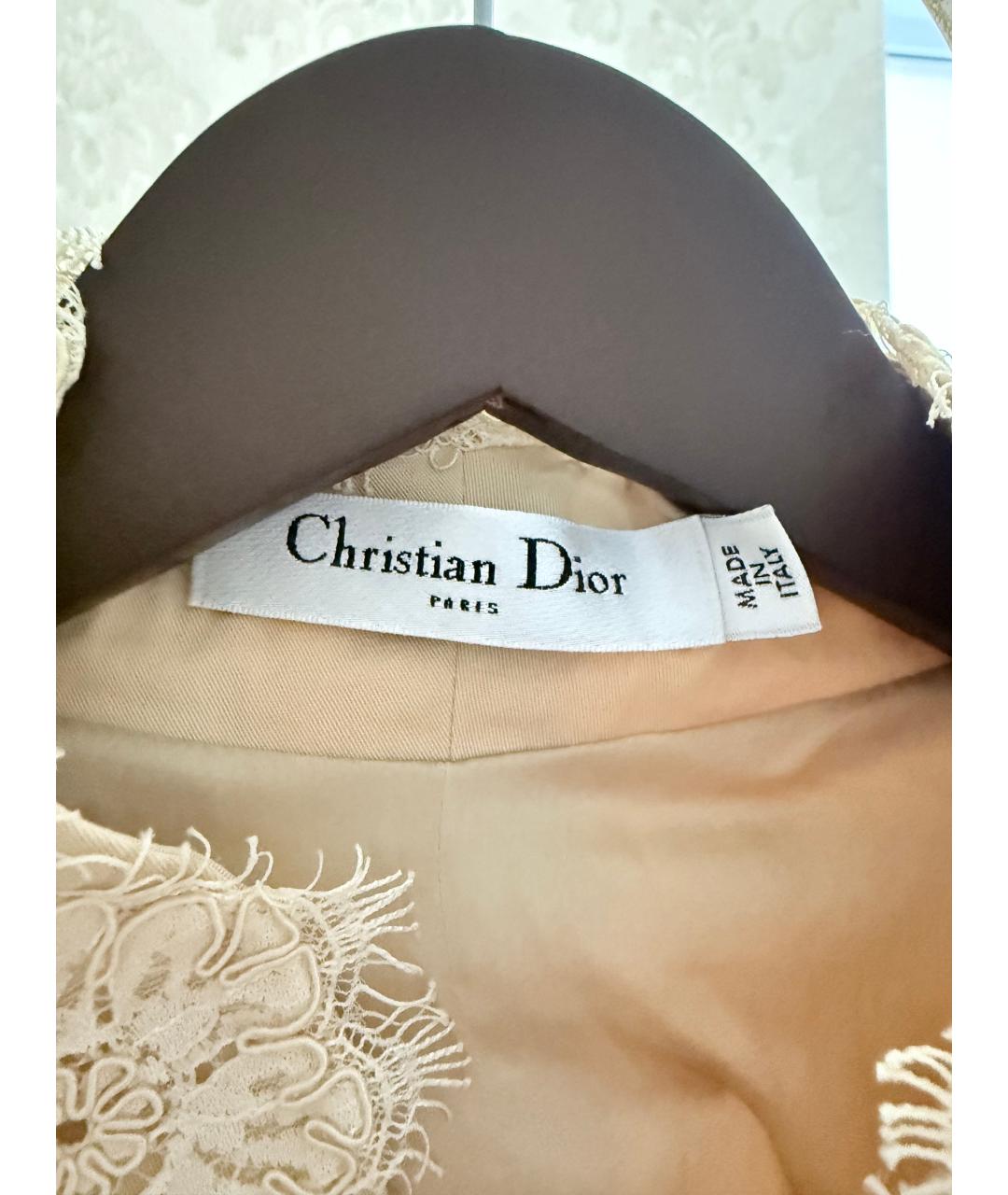 CHRISTIAN DIOR Бежевое хлопковое коктейльное платье, фото 3