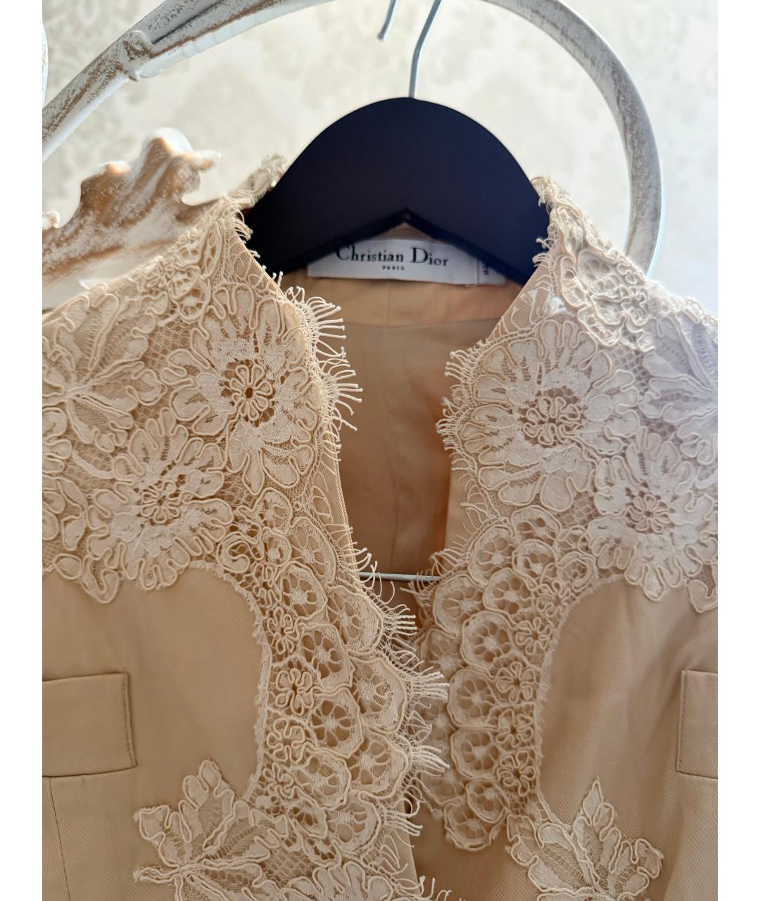 CHRISTIAN DIOR Бежевое хлопковое коктейльное платье, фото 4