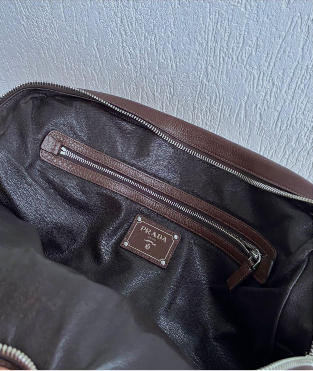 PRADA Коричневый кожаный портфель, фото 4