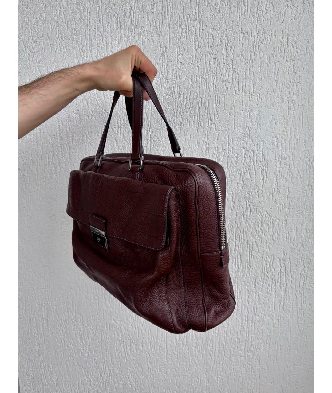 PRADA Коричневый кожаный портфель, фото 2