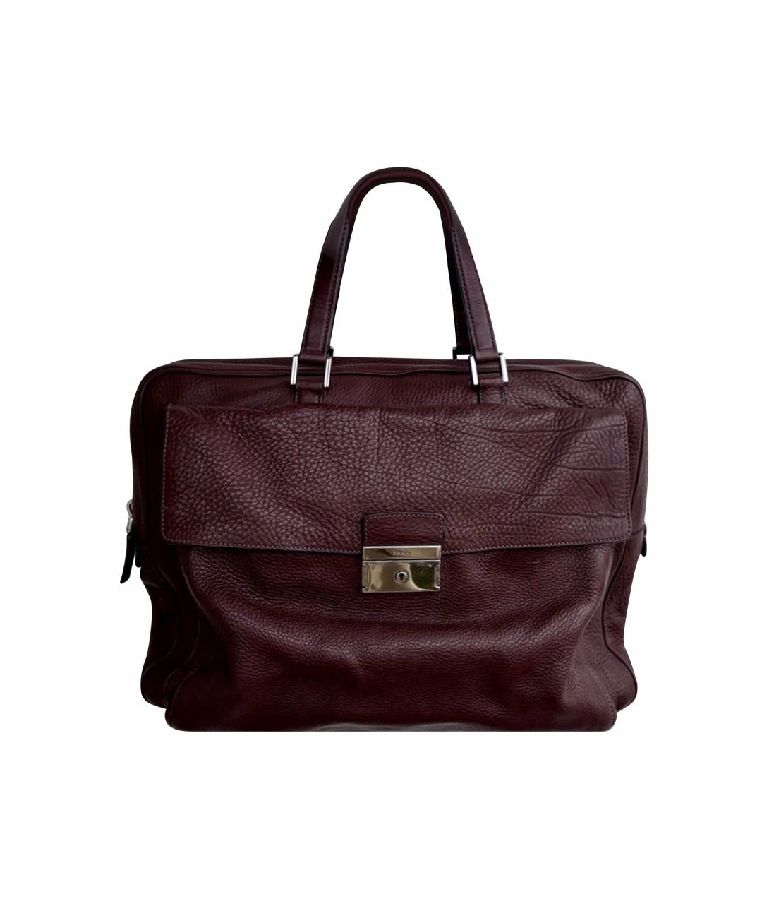 PRADA Коричневый кожаный портфель, фото 1
