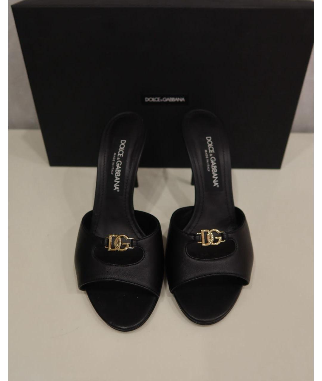 DOLCE&GABBANA Черные кожаные мюли, фото 2