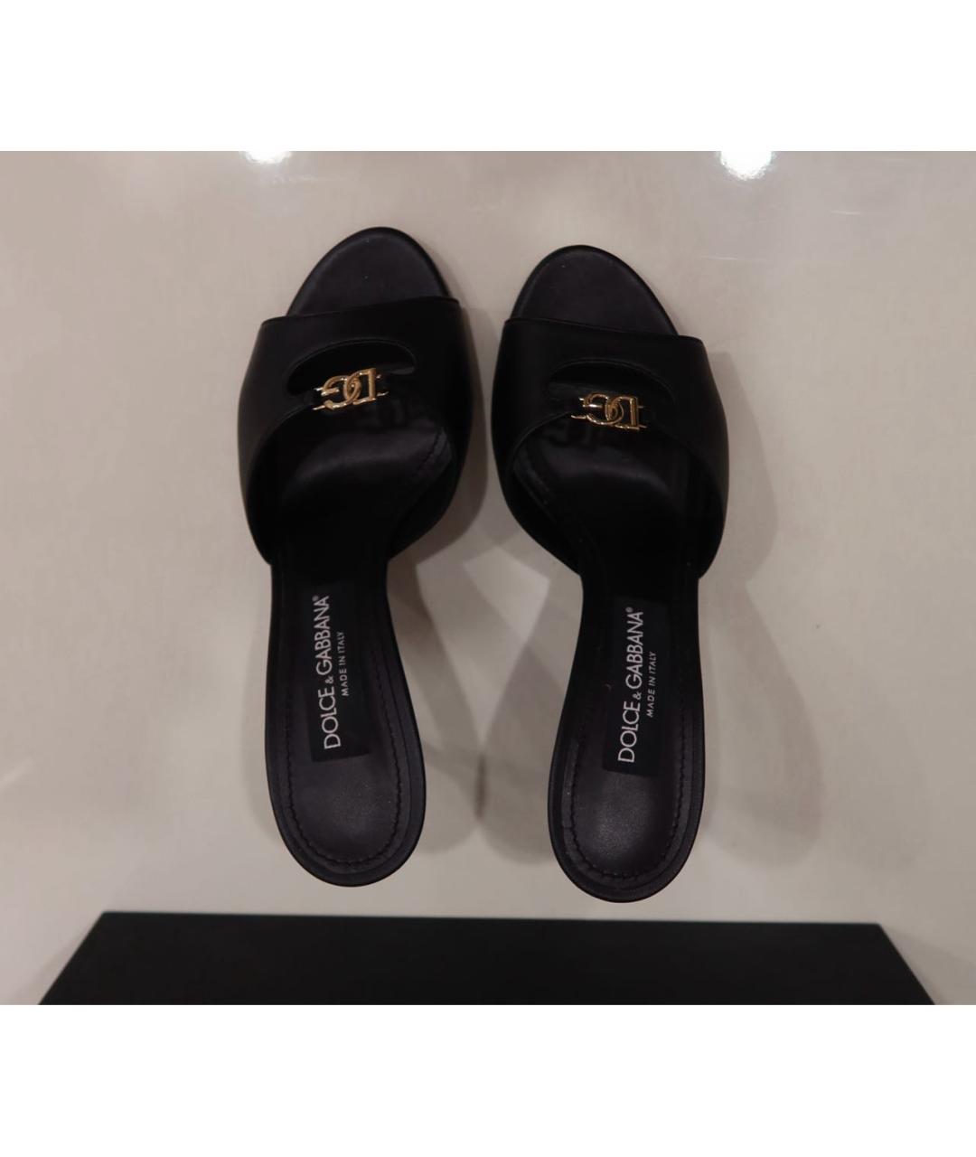 DOLCE&GABBANA Черные кожаные мюли, фото 3