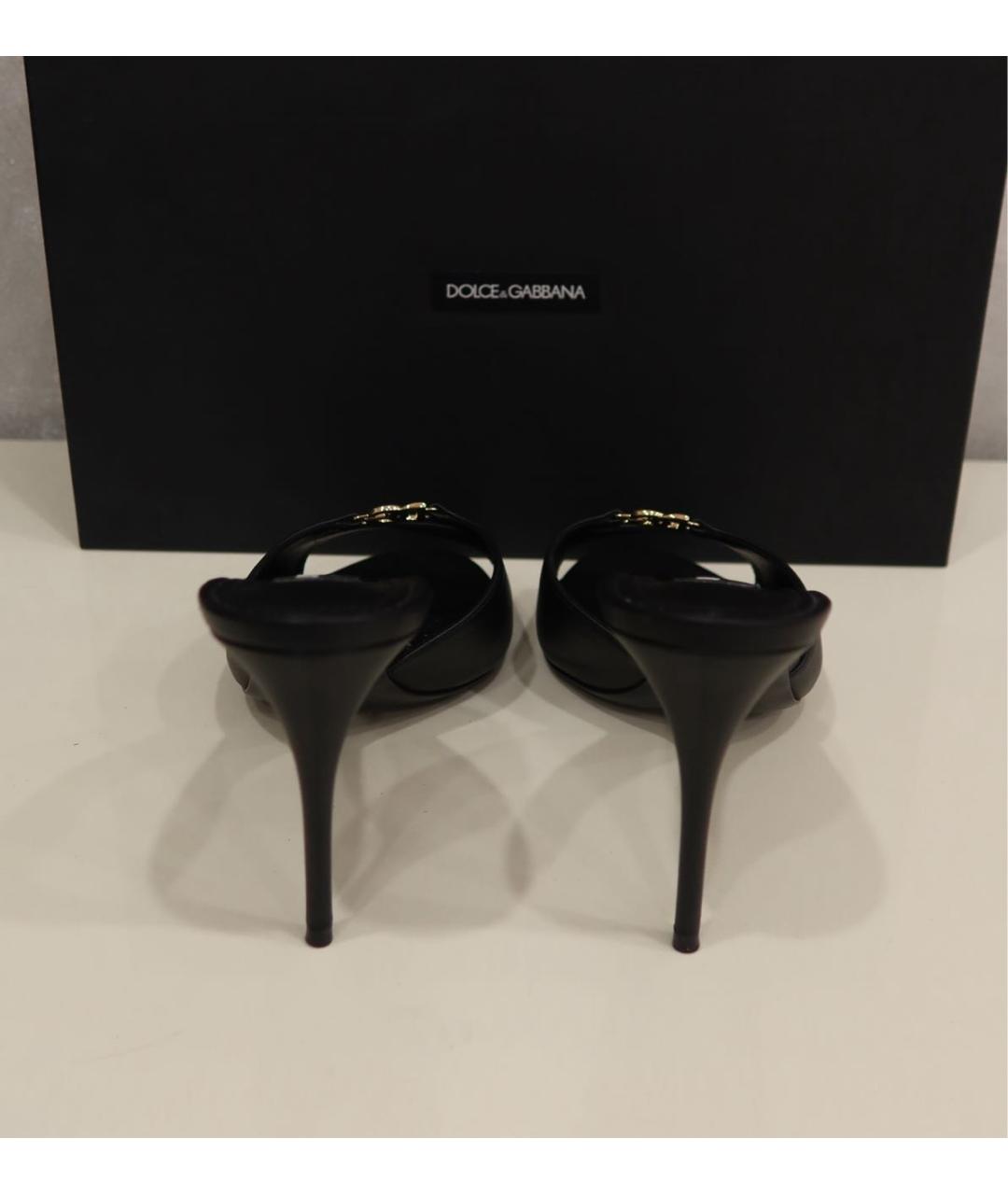 DOLCE&GABBANA Черные кожаные мюли, фото 4