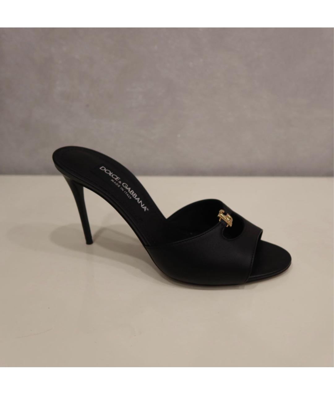 DOLCE&GABBANA Черные кожаные мюли, фото 5