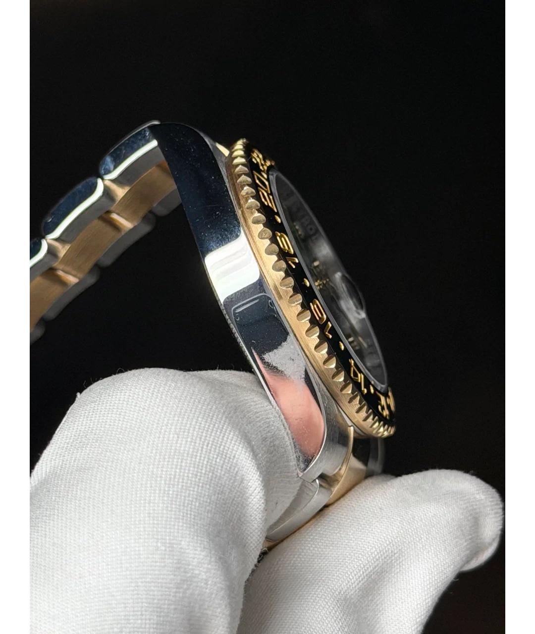 ROLEX Черные часы из желтого золота, фото 5