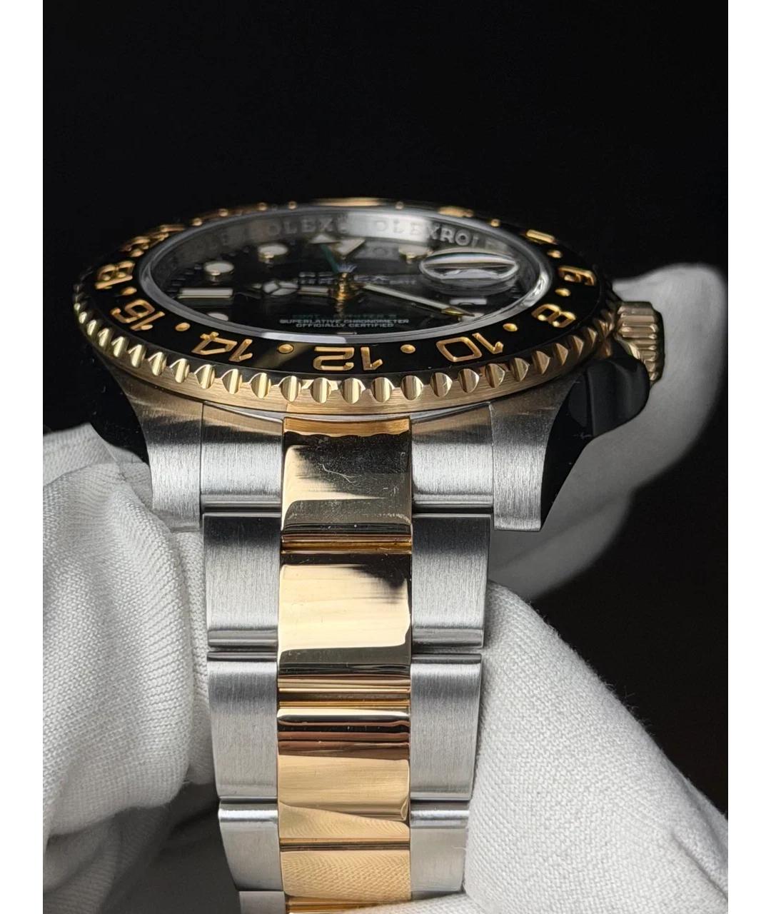 ROLEX Черные часы из желтого золота, фото 4
