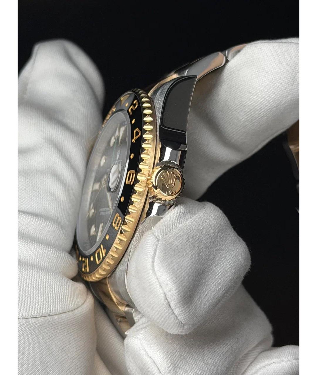 ROLEX Черные часы из желтого золота, фото 3