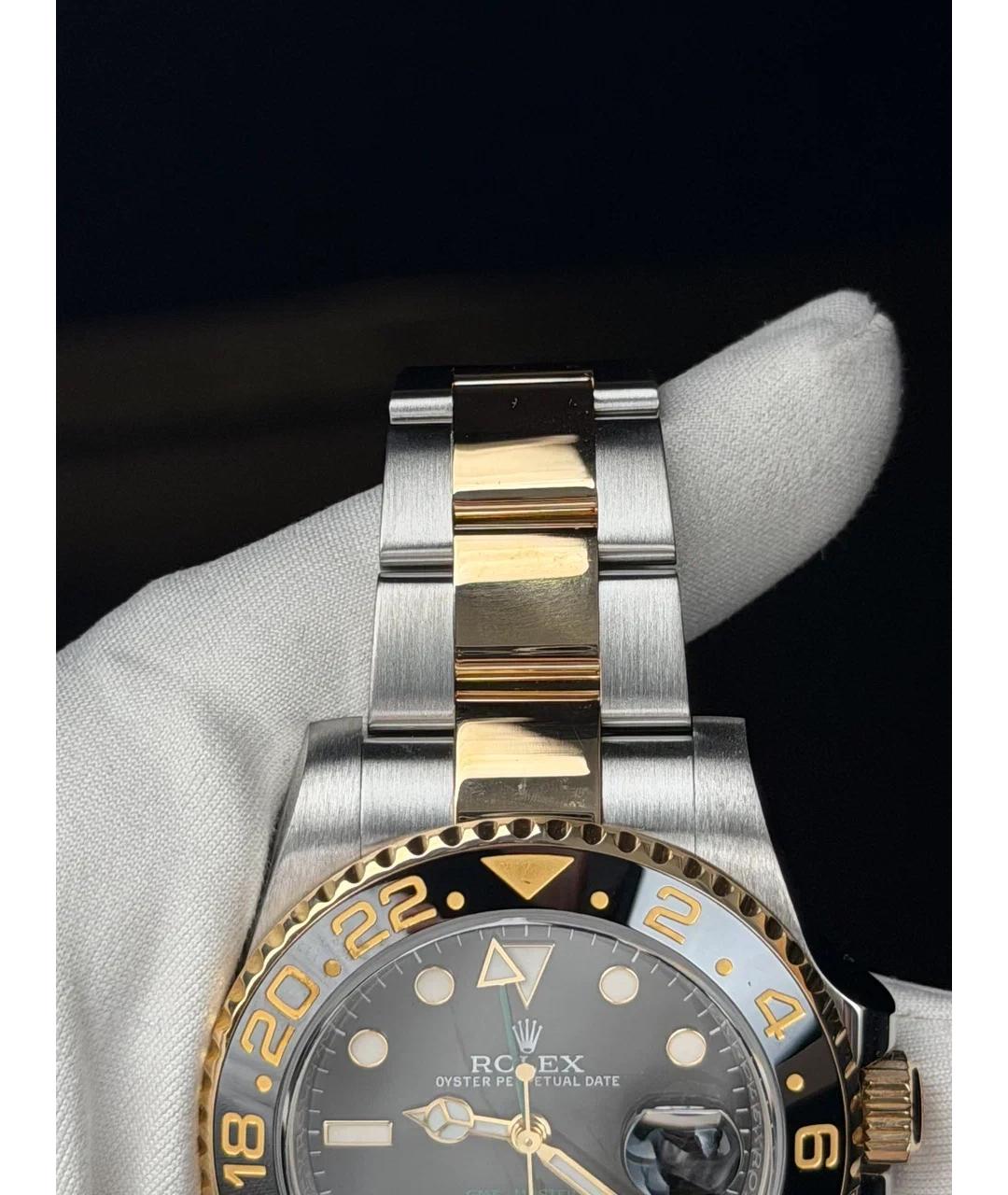 ROLEX Черные часы из желтого золота, фото 6