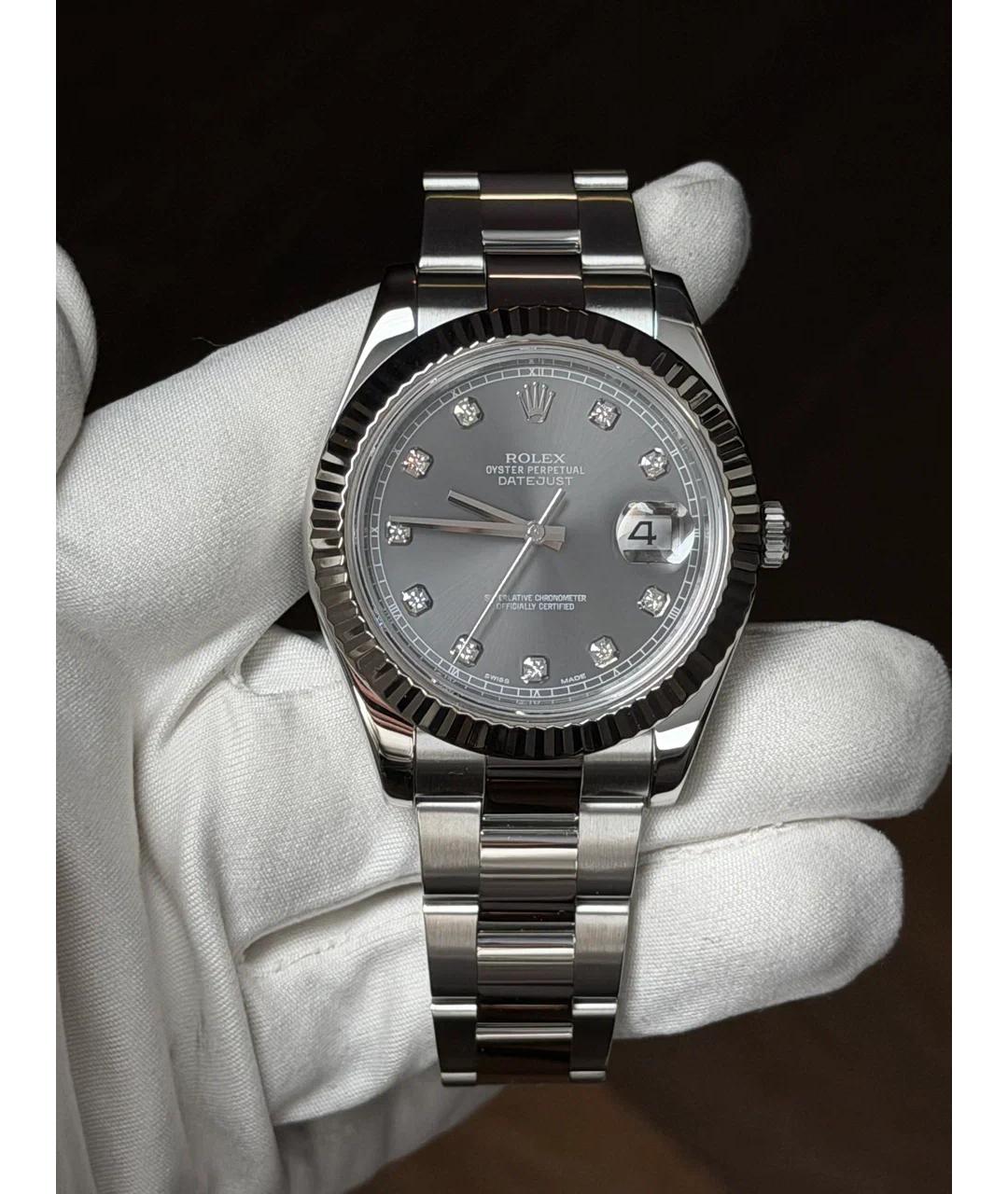 ROLEX Серые часы из белого золота, фото 2