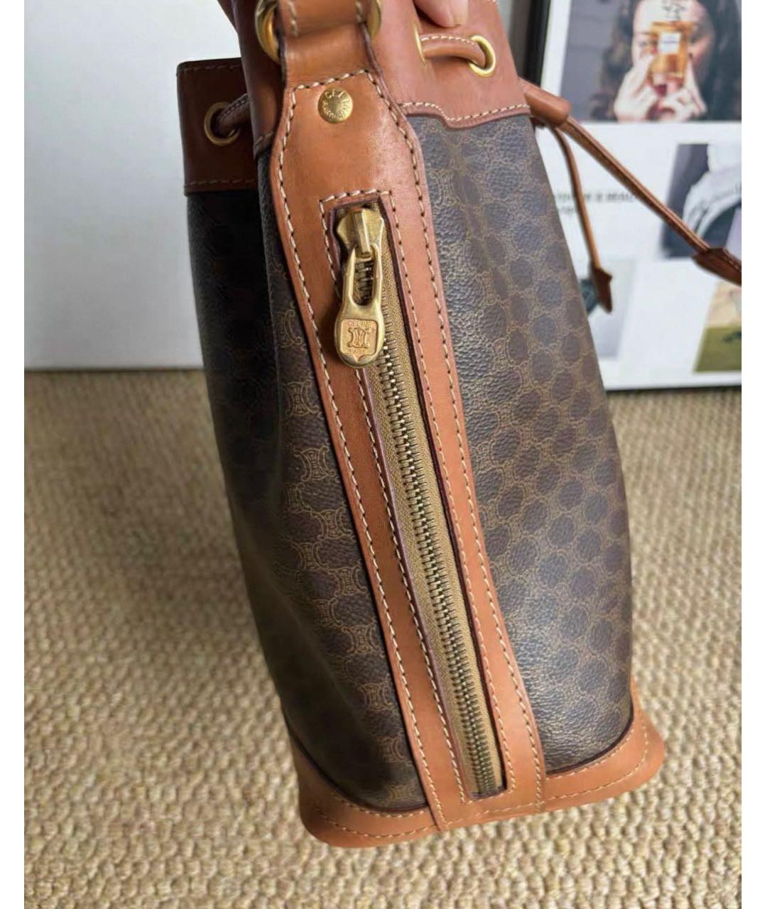 CELINE Коричневая кожаная сумка через плечо, фото 2