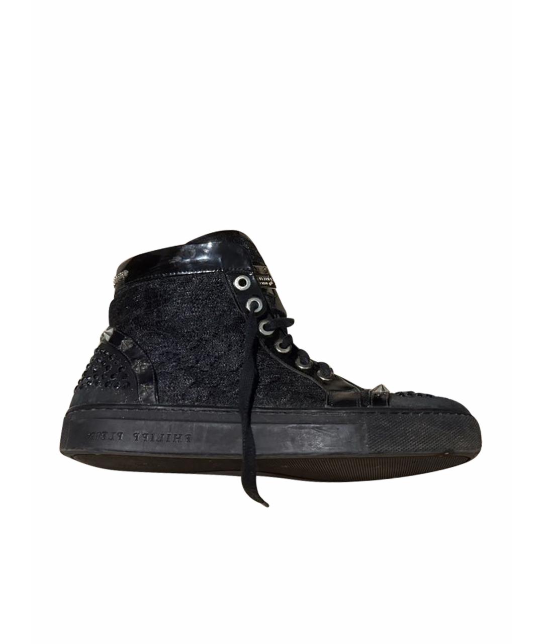 PHILIPP PLEIN Черные кеды из искусственной кожи, фото 1