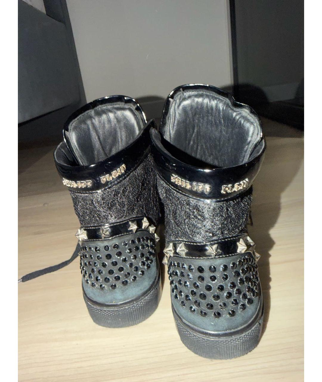 PHILIPP PLEIN Черные кеды из искусственной кожи, фото 3