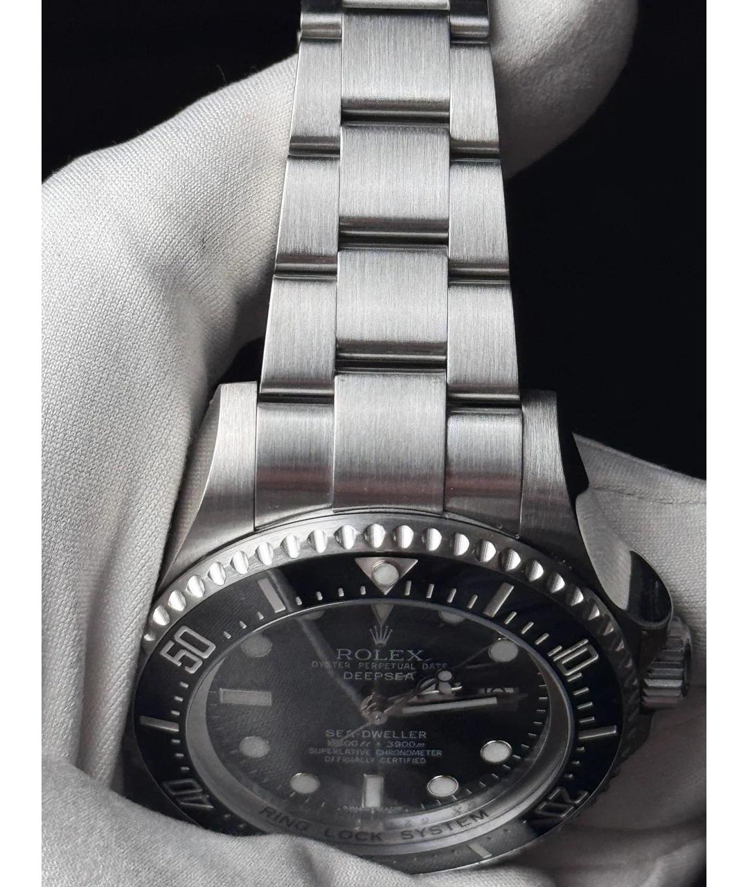 ROLEX Черные металлические часы, фото 4