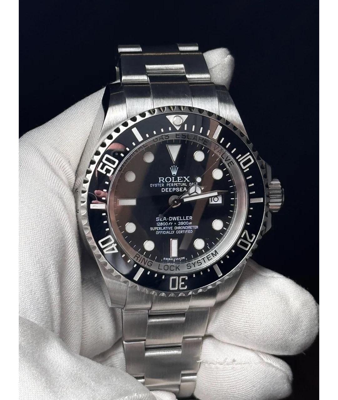 ROLEX Черные металлические часы, фото 2