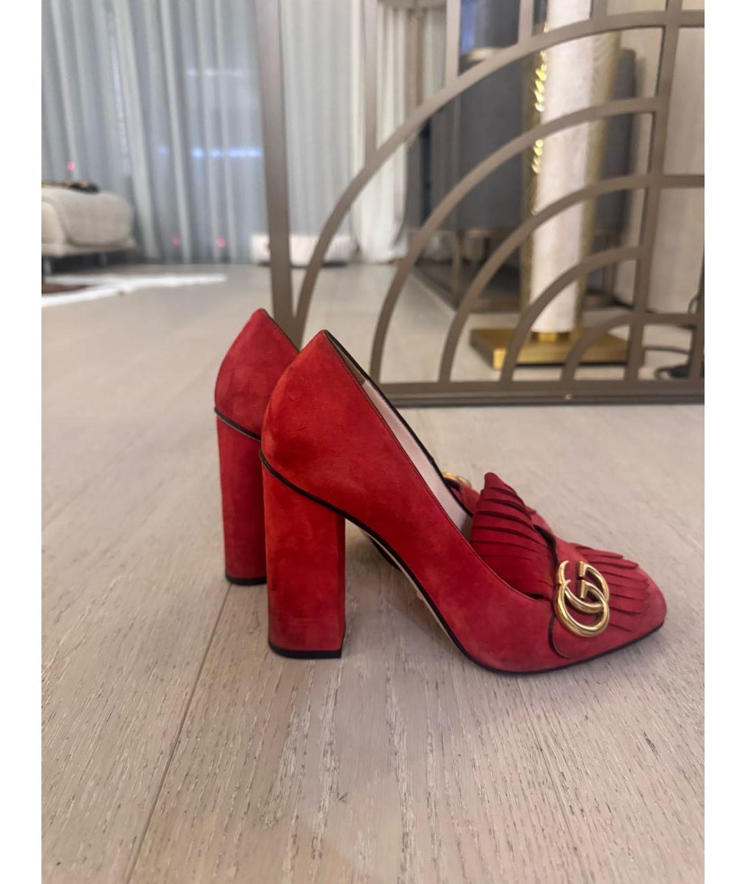 GUCCI Красные замшевые туфли, фото 6
