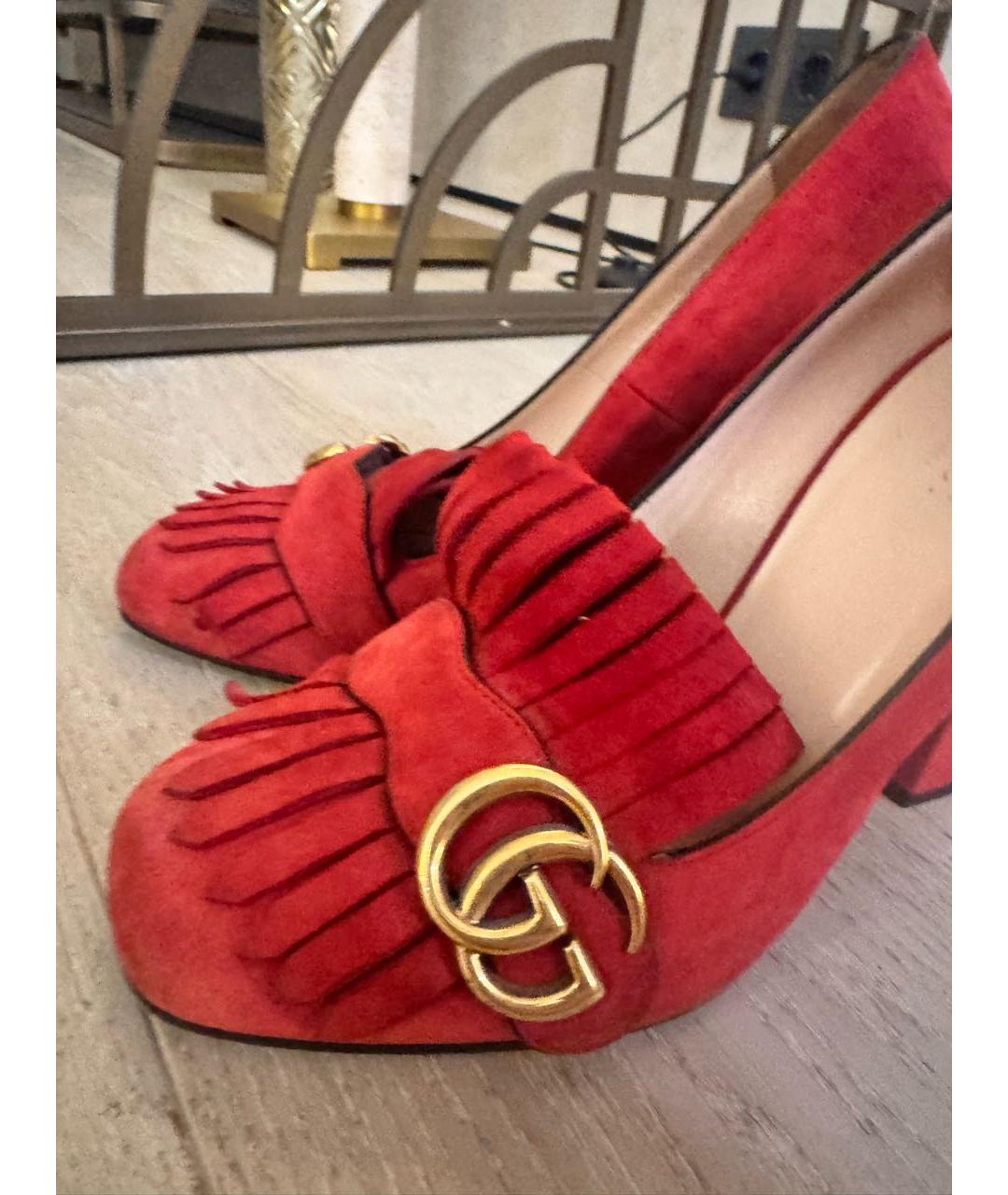 GUCCI Красные замшевые туфли, фото 3