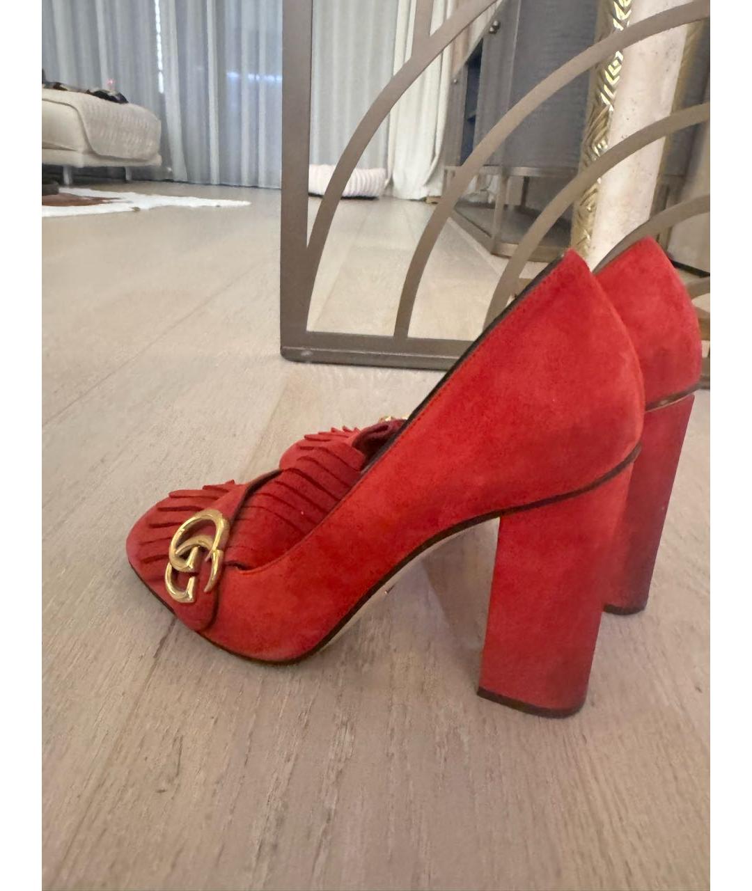GUCCI Красные замшевые туфли, фото 4