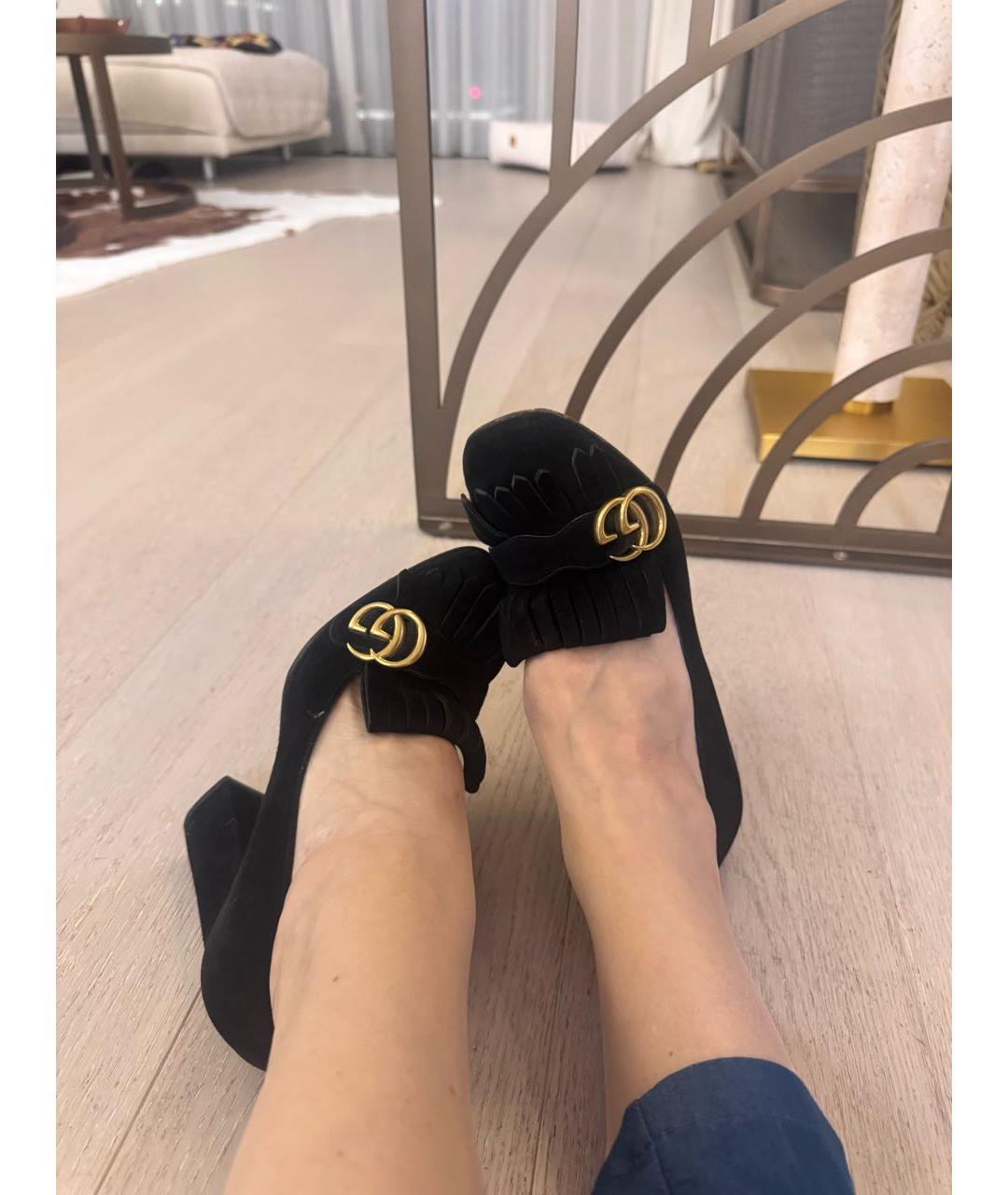 GUCCI Черные замшевые туфли, фото 5