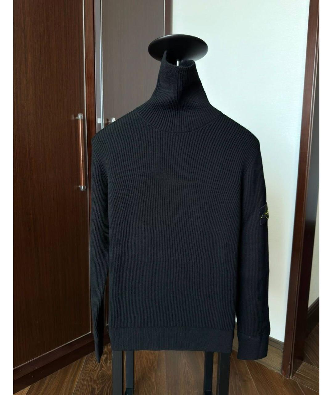 STONE ISLAND Черная шерстяная водолазка, фото 4
