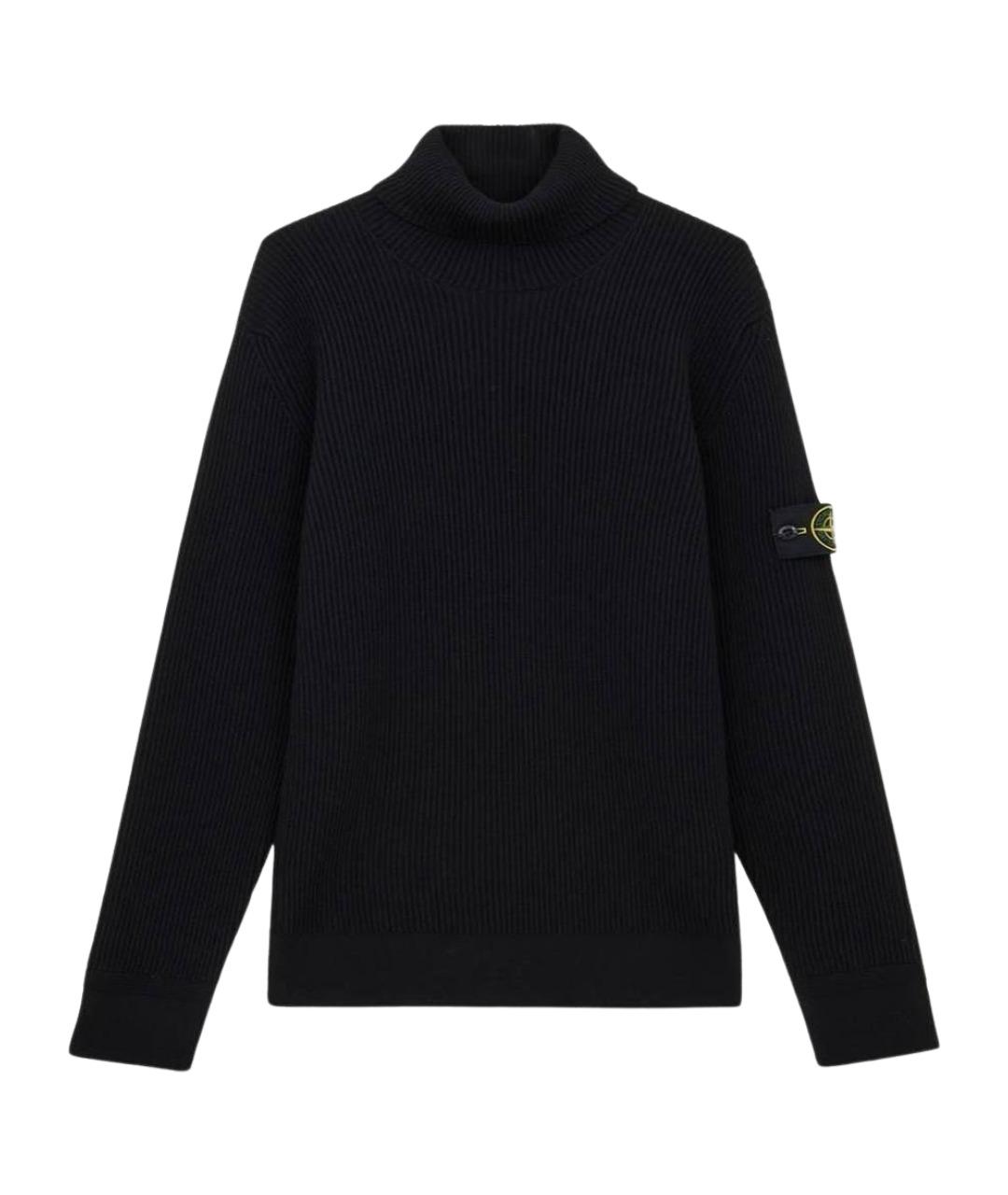 STONE ISLAND Черная шерстяная водолазка, фото 1