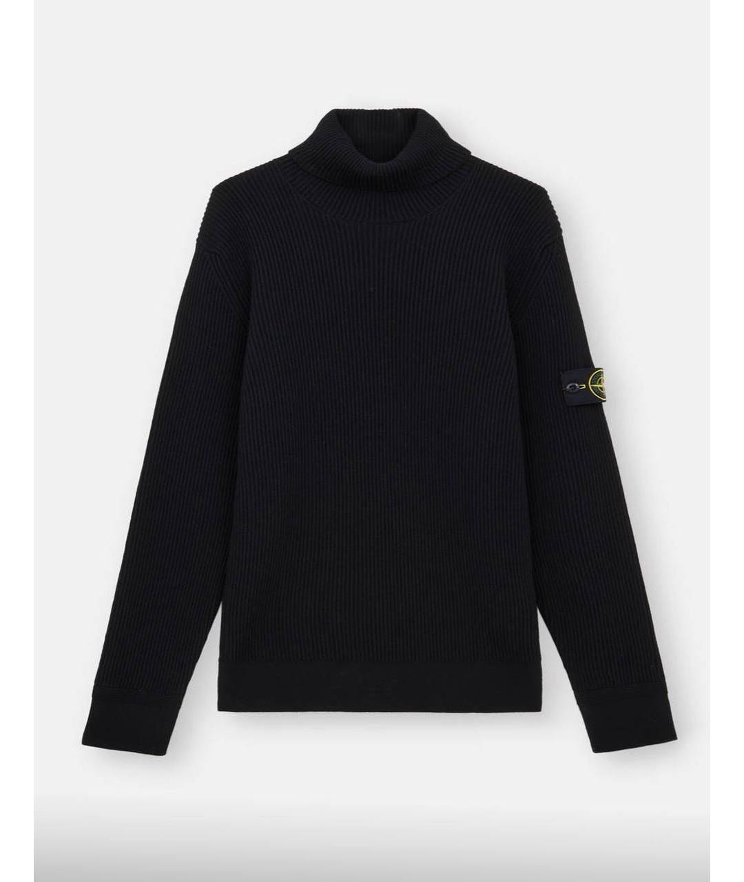 STONE ISLAND Черная шерстяная водолазка, фото 6