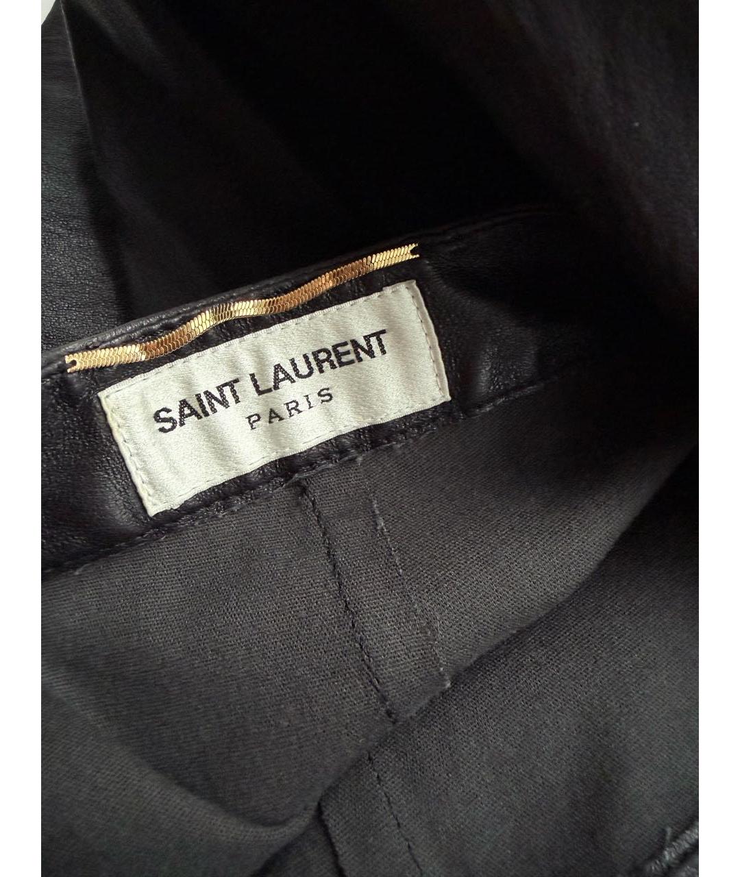 SAINT LAURENT Черные кожаные леггинсы и велосипедки, фото 3