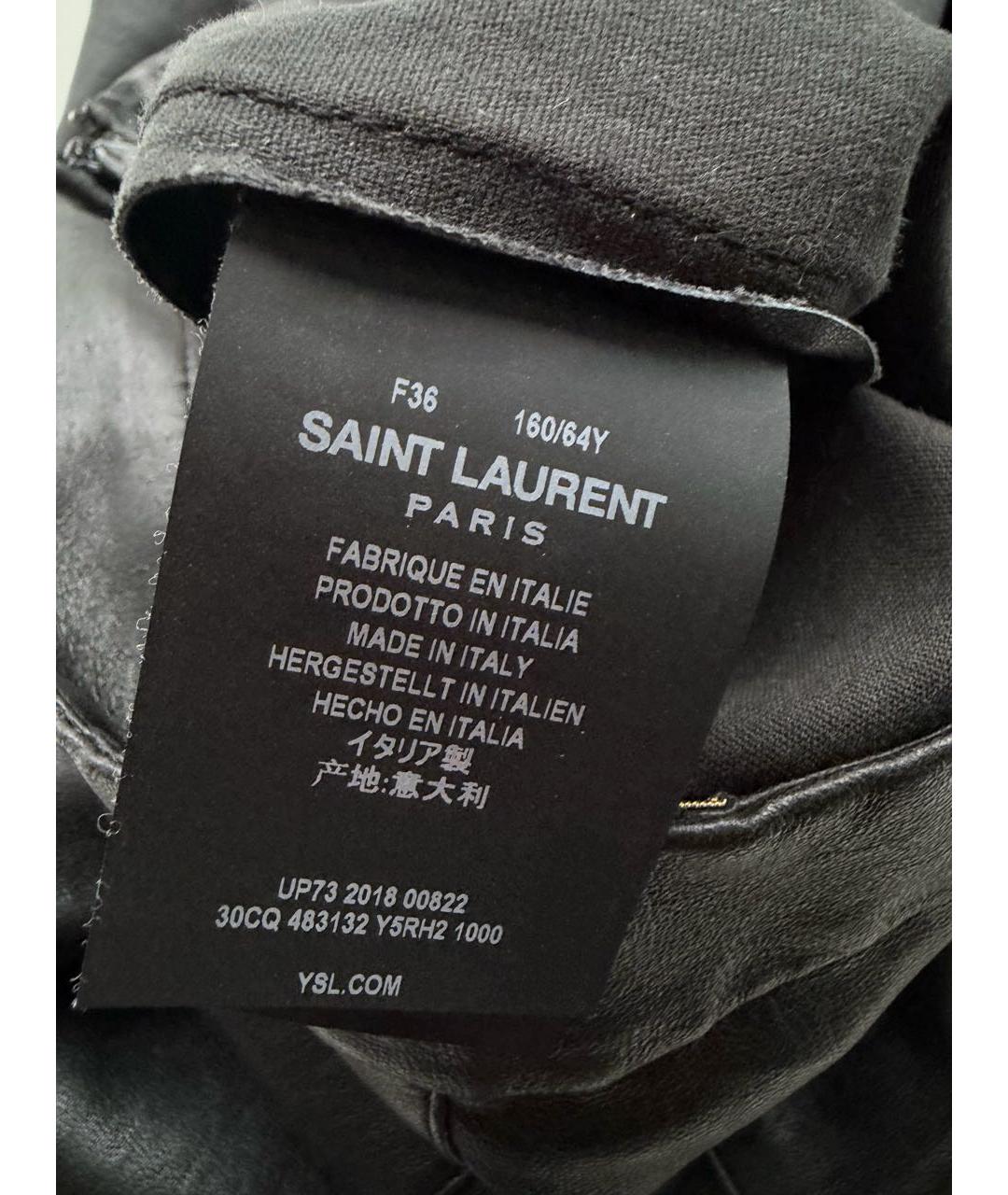 SAINT LAURENT Черные кожаные леггинсы и велосипедки, фото 4
