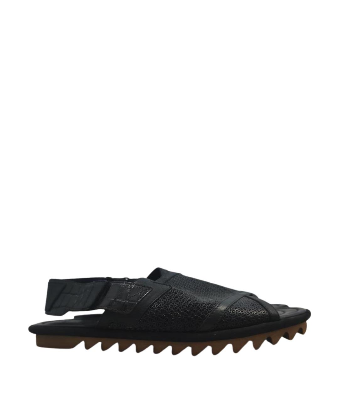 DRIES VAN NOTEN Черные кожаные сандалии, фото 1