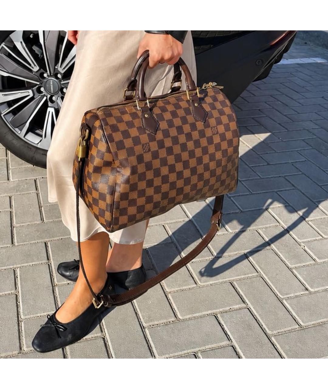 LOUIS VUITTON Коричневая сумка с короткими ручками из канвы, фото 2